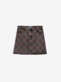 Almost moiré all Over washed denim mini skirt