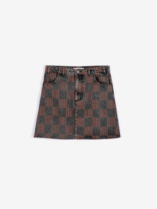 Almost moiré all Over washed denim mini skirt