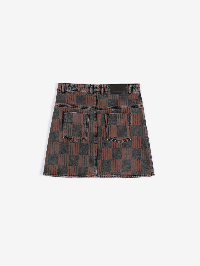 Almost moiré all Over washed denim mini skirt